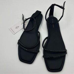 Stradivarius Sparkly Black Strappy Sandals 9